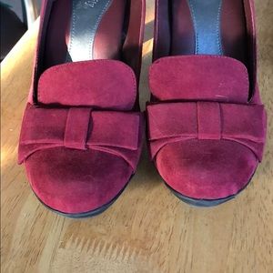 Red suede heels. Very vintage looking.